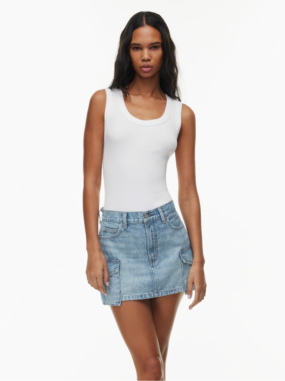 Denim Forum The '90s Cargo Mini Denim Skirt